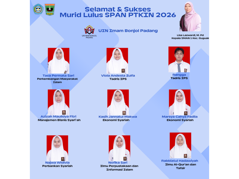 SMAN 1 Kecamatan Guguak Kembali Torehkan Prestasi 31 Murid Lulus Jalur SPAN-PTKIN 2026